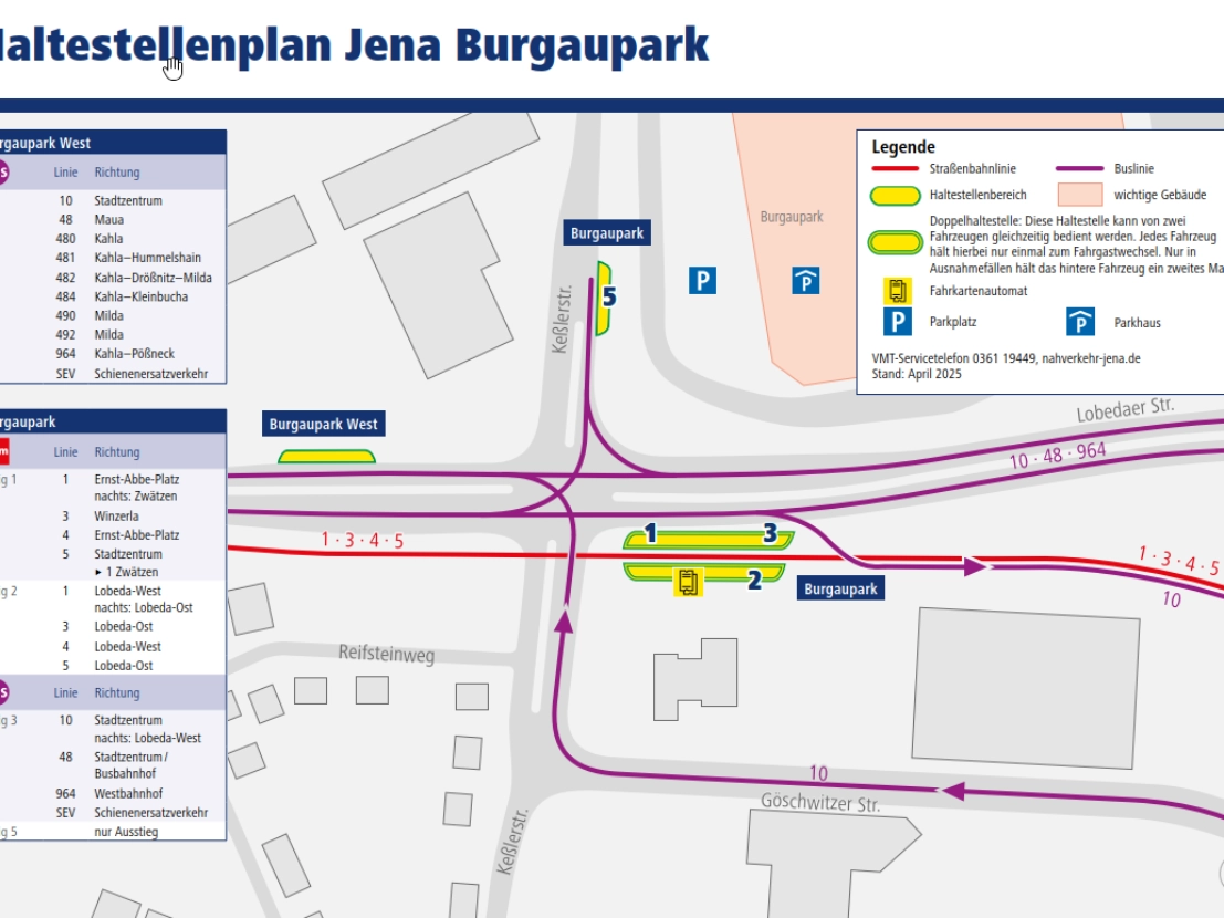 Haltestellenumgebungsplan Jena Burgaupark