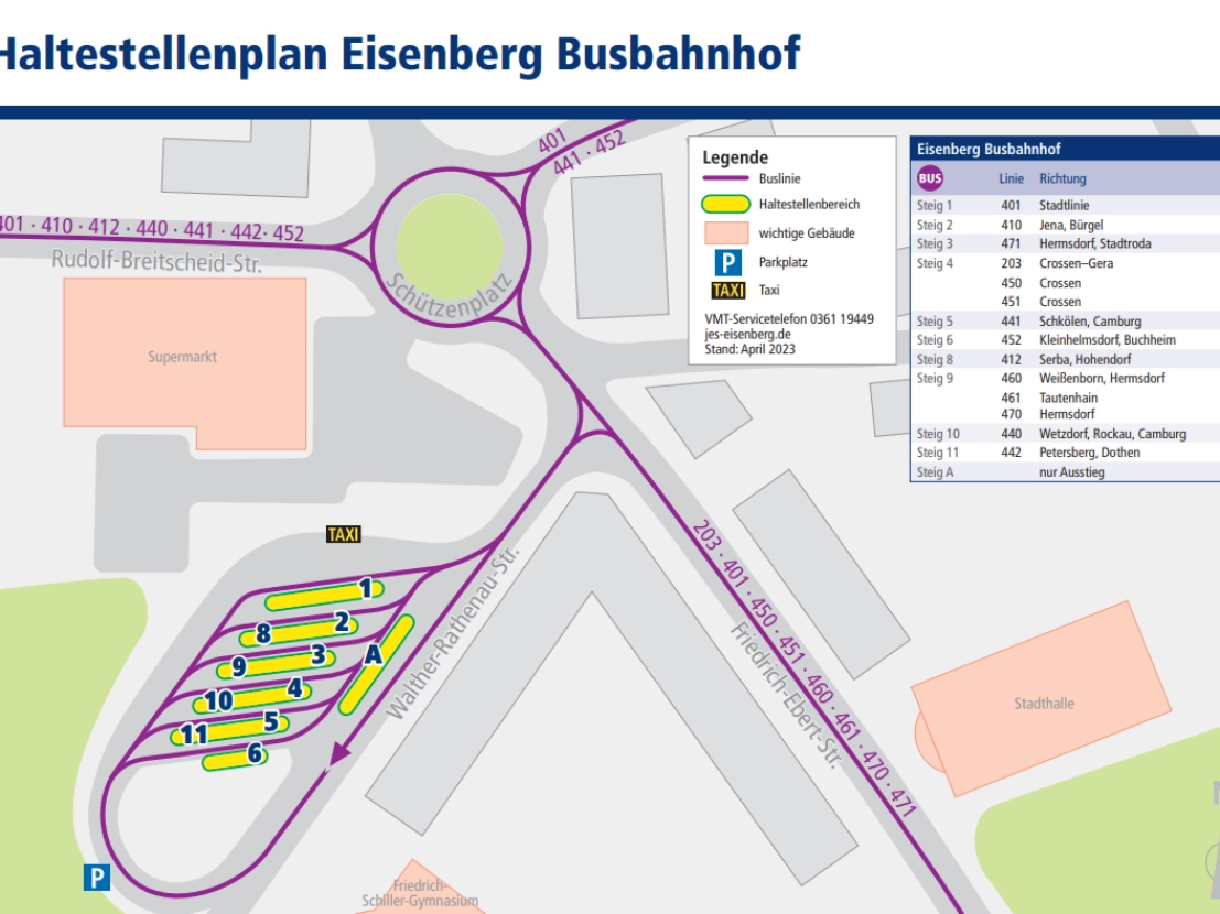 Haltestellenumgebungsplan Busbahnhof Eisenberg