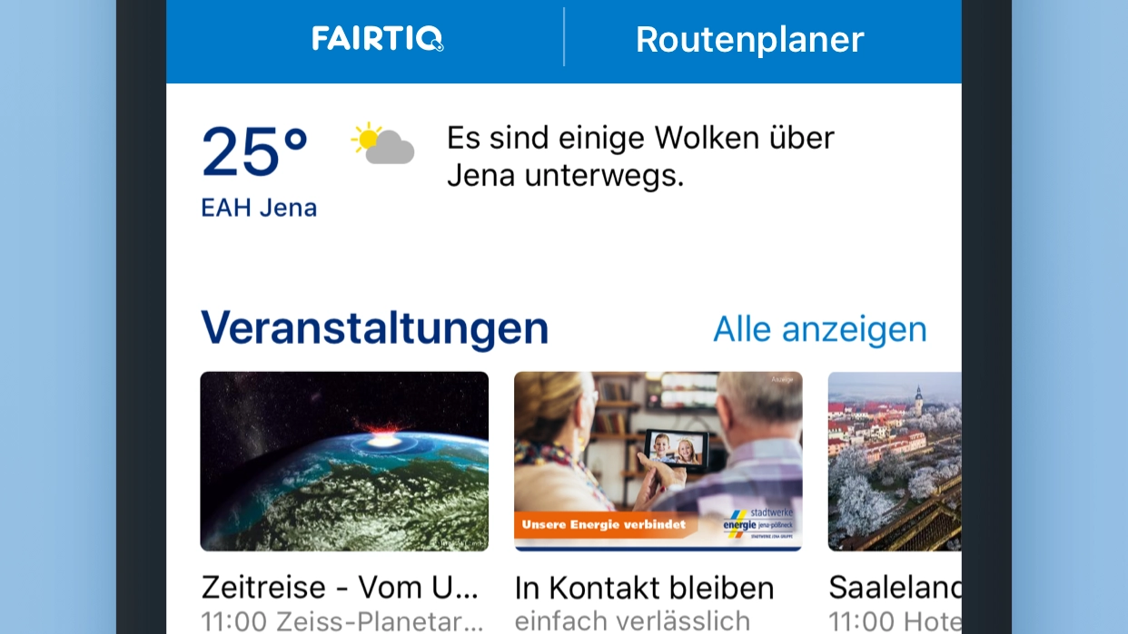 MeinJena-App Startbildschirm