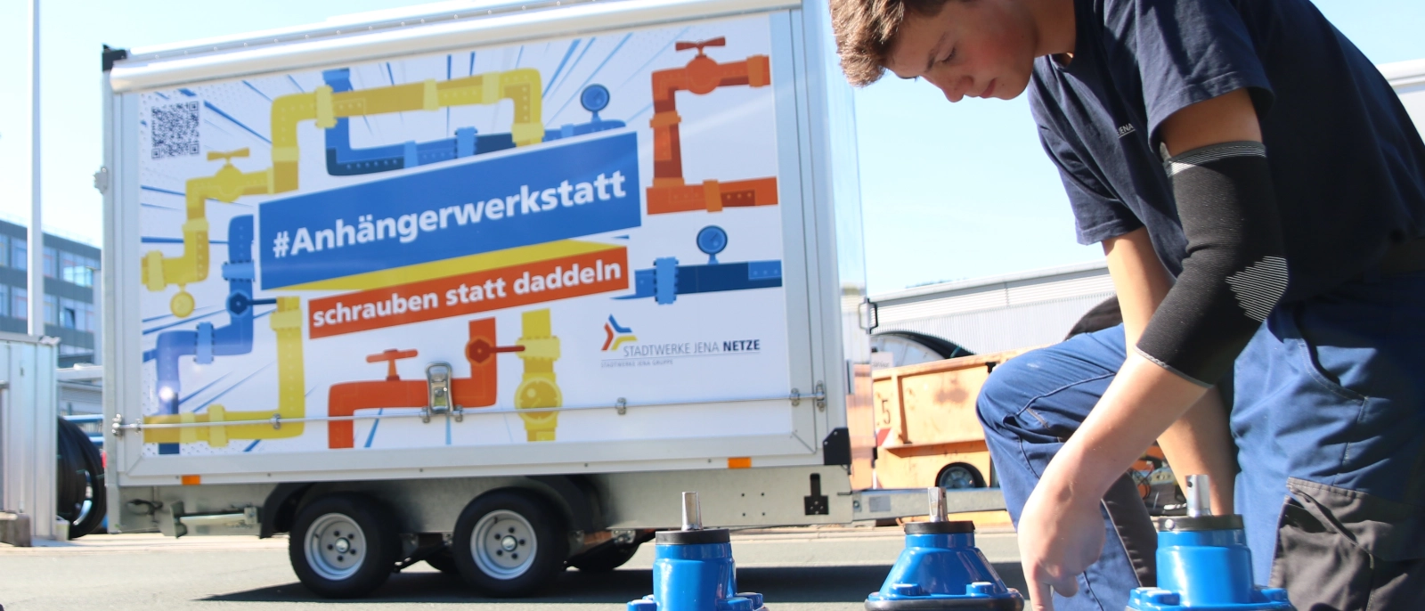 In der Anhängerwerkstatt dreht sich alles um das Thema Trinkwasser.