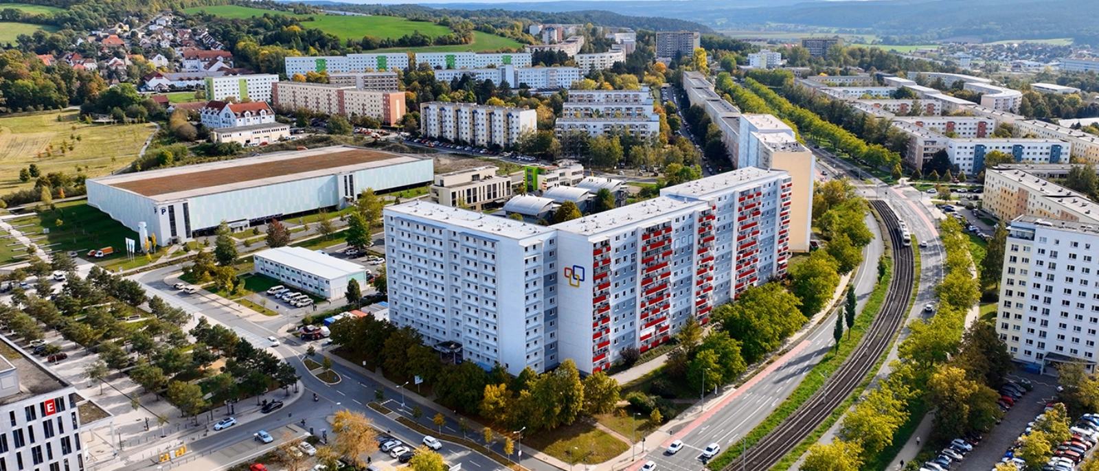 Luftaufnahme des smarten Quartiers 
