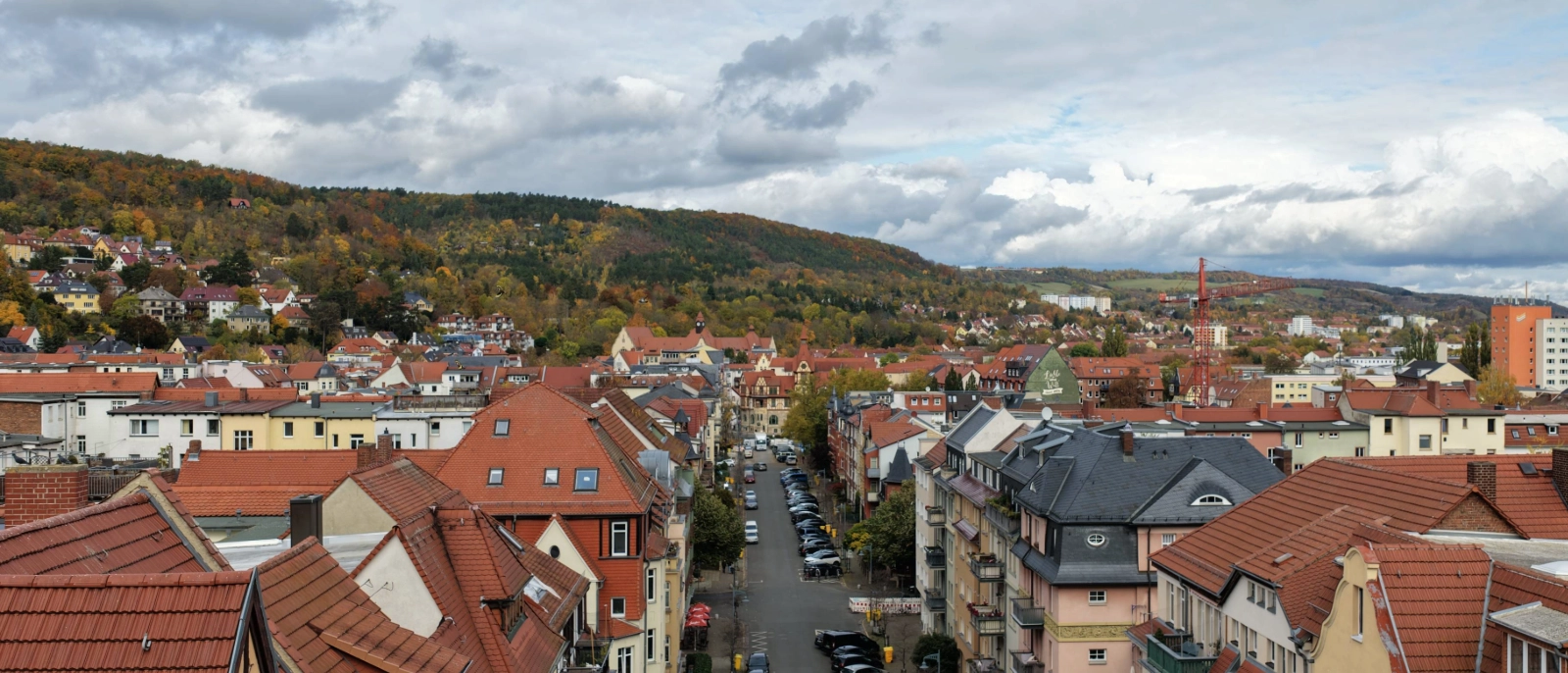 Die Sophienstraße im Damenviertel aus der Vogelperspektive