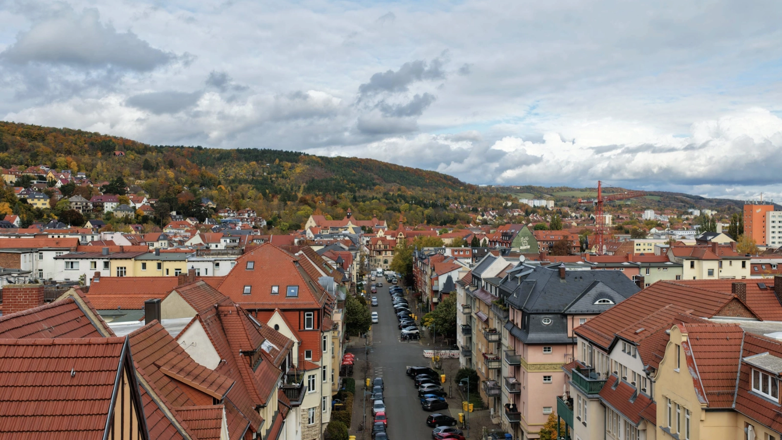 Die Sophienstraße im Damenviertel aus der Vogelperspektive