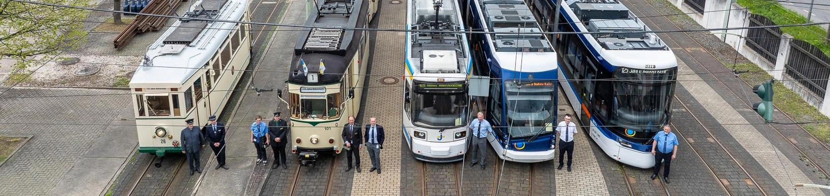 Straßenbahnparade auf dem Betriebshof Nord zum 125. Jubiläum.