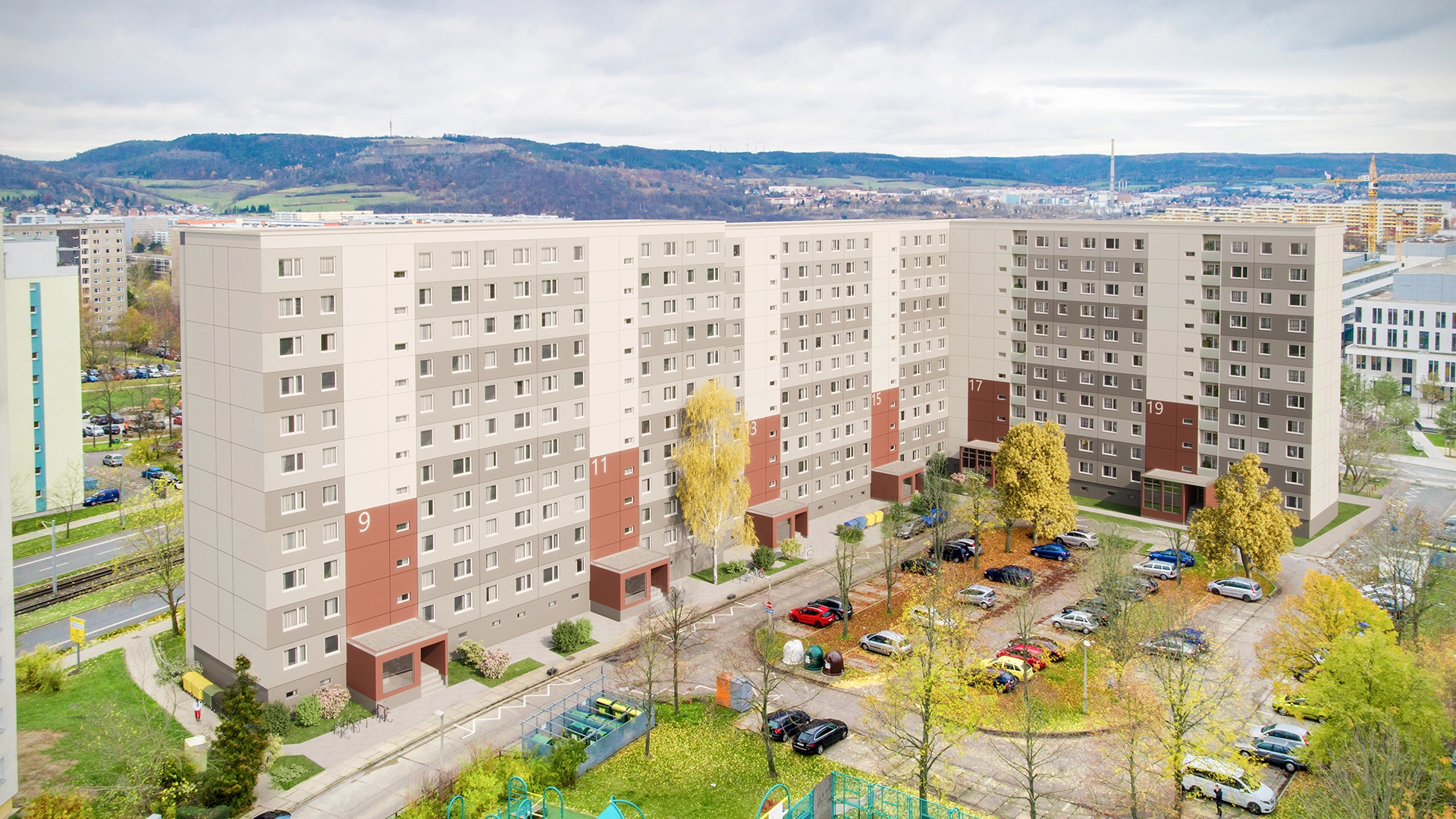 Smartes Quartier Jena-Lobeda Fassadenansicht vom Innenhof
