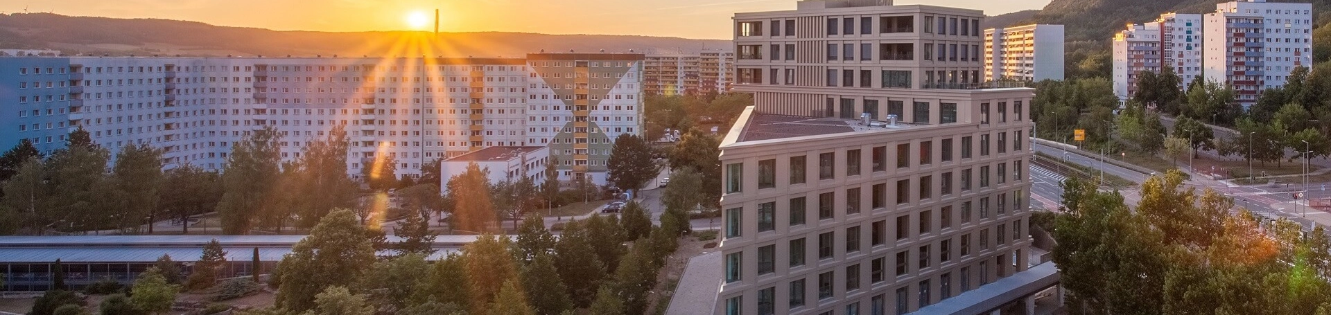 K1 in Jena Lobeda bei Sonnenaufgang