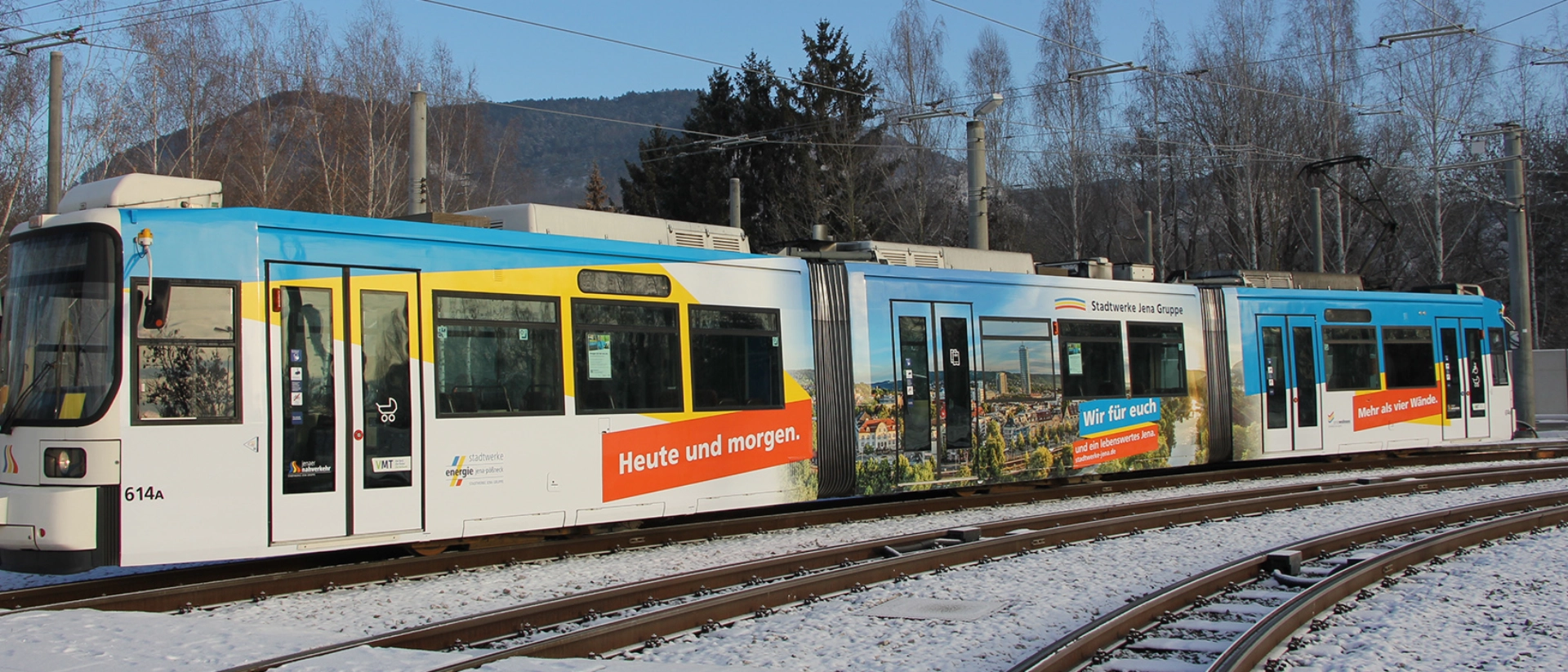 Stadtwerke Straßenbahn im Winter