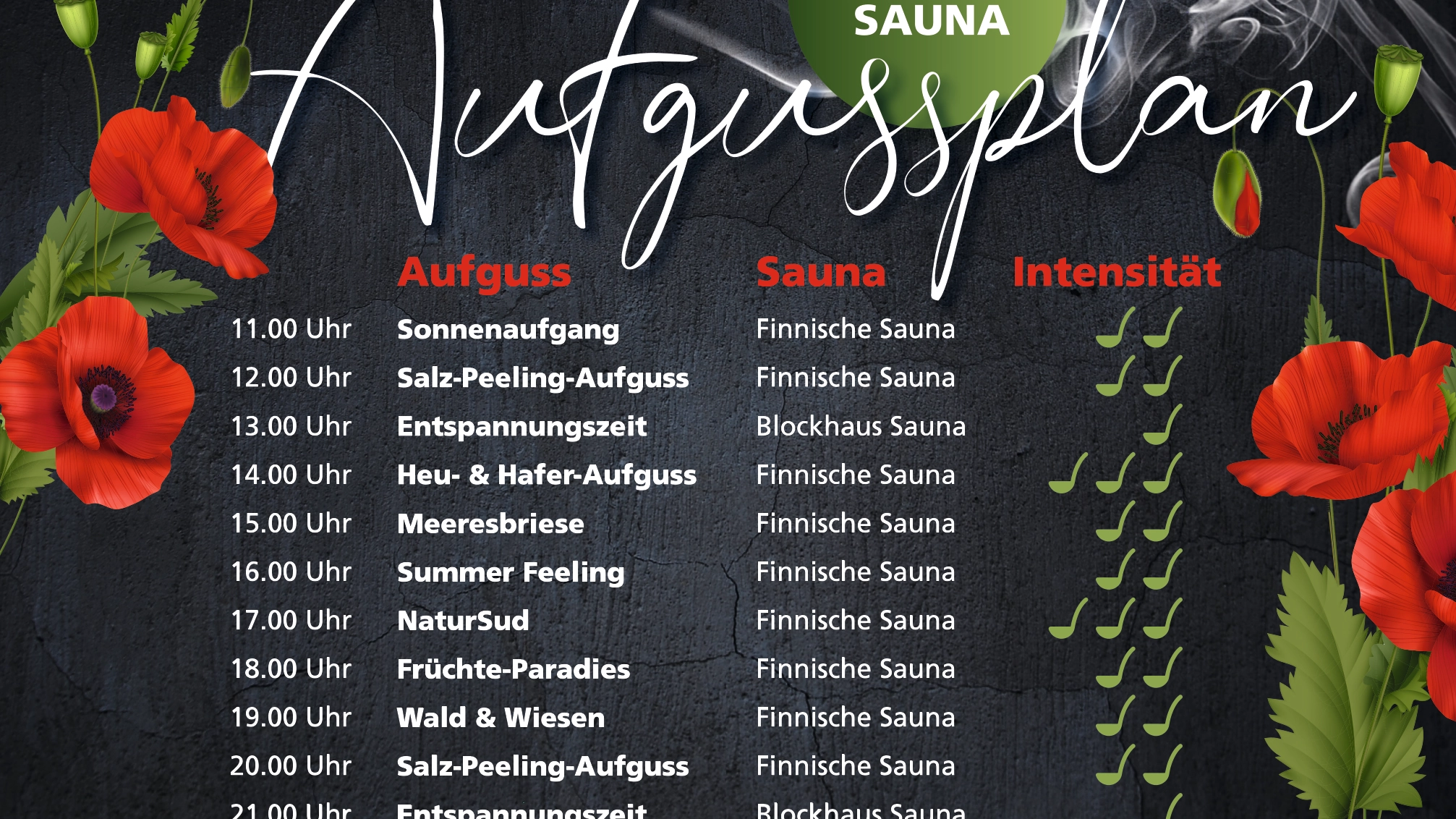 Aufgussplan Sommer Aufgussplan Sommer