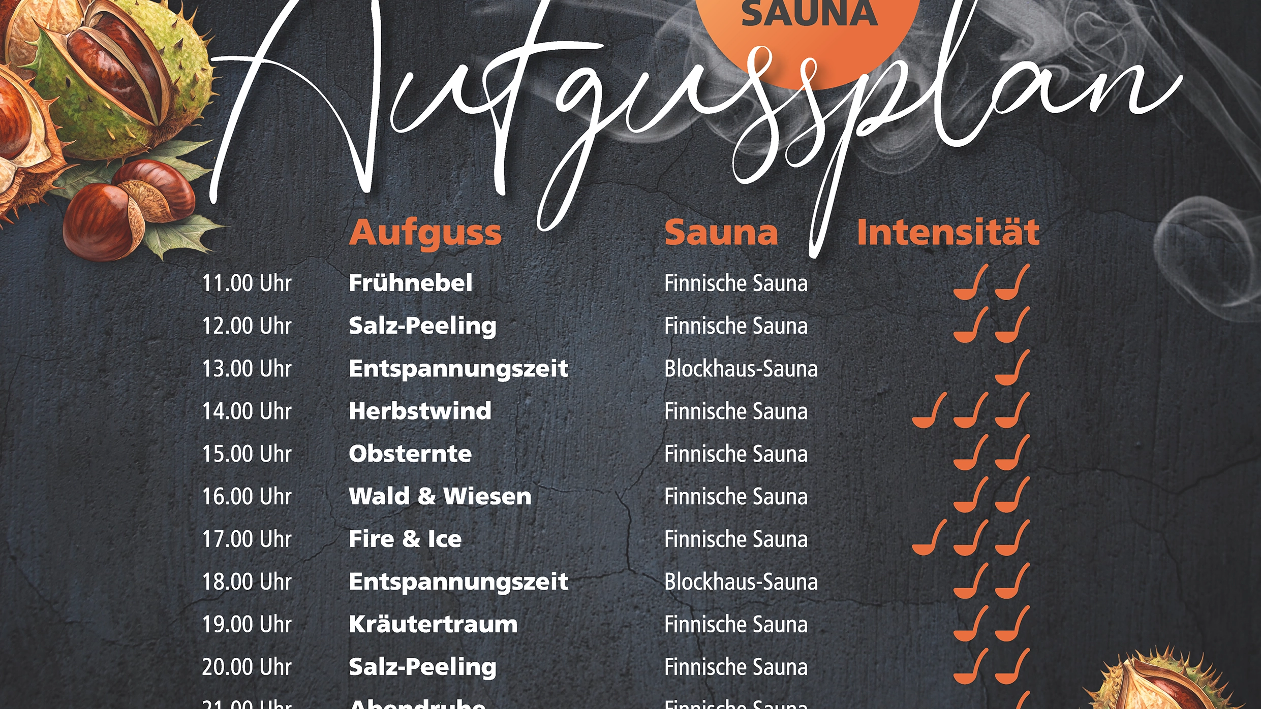 Aufgussplan Sauna Herbst 2025