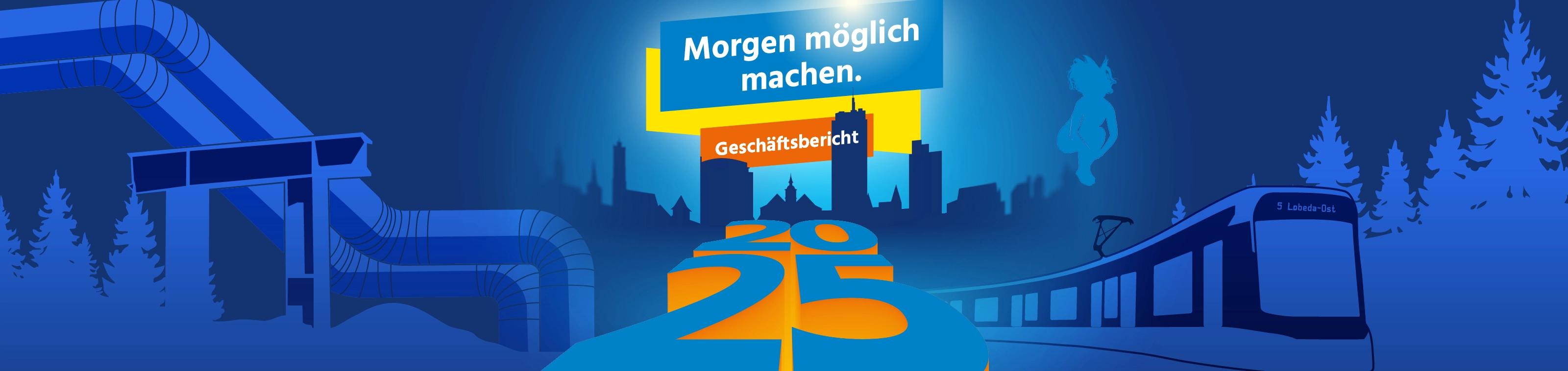 Grafik Header Geschäftsbericht 2025 der Stadtwerke Jena Gruppe