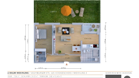Barrierearme 2-Zimmer-Wohnung mit Gartenanteil und Option auf Küchenübernahme
