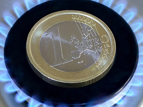 Gasflamme, 1 Euromünze Gasflamme, 1 Euromünze