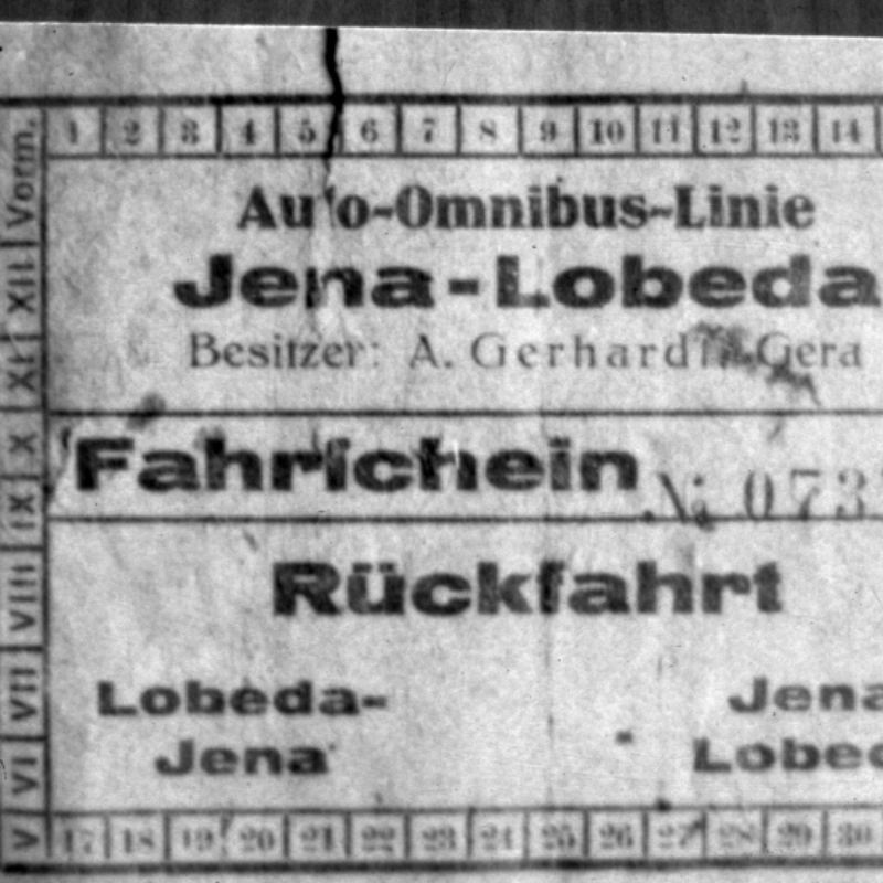 Fahrschein der Auto-Omnibus-Linie Jena-Lobeda 1923.